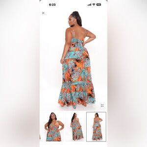 Fashion nova tropical dress. Long flowing back tie. Size 3X.